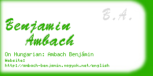 benjamin ambach business card